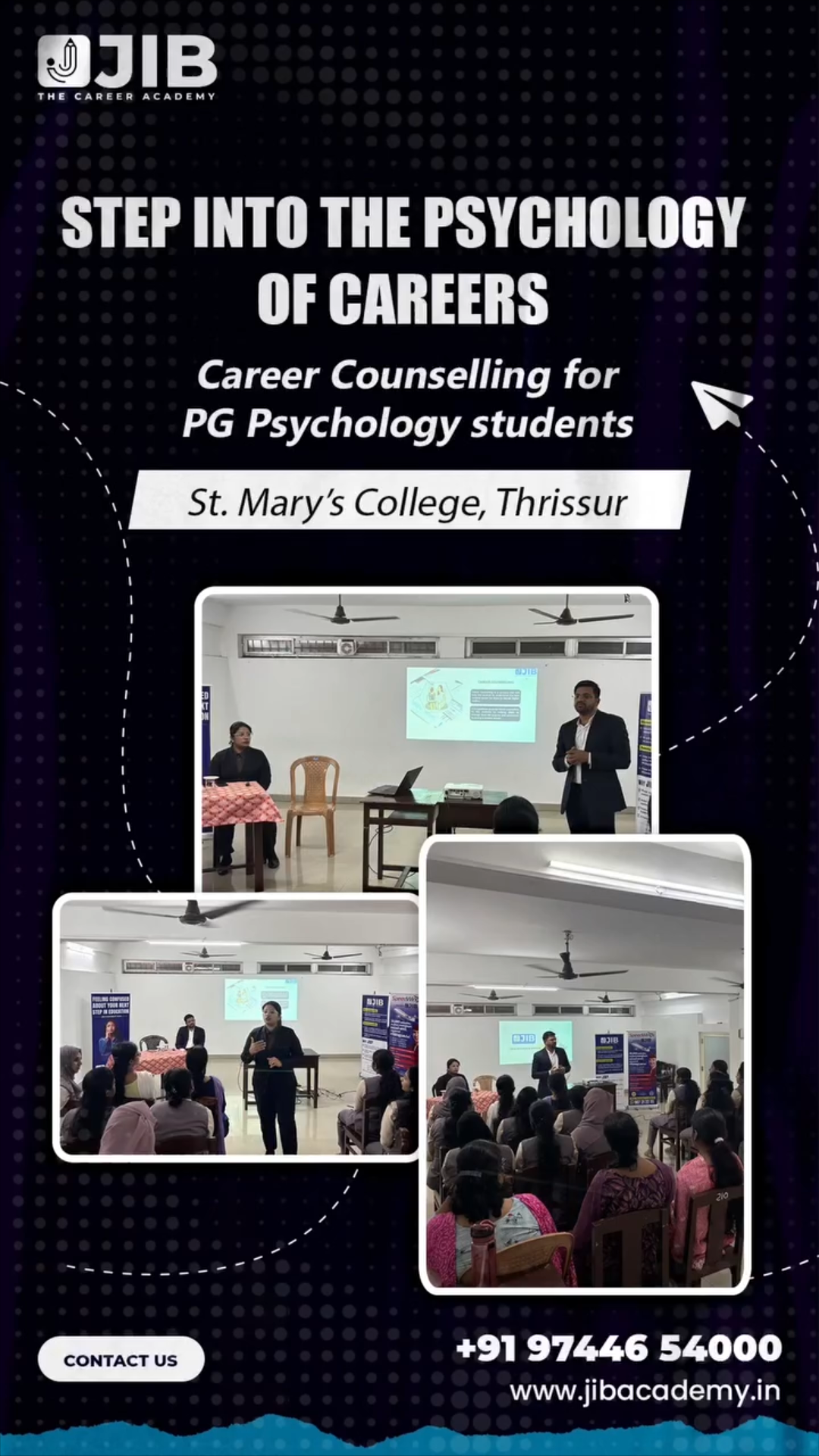 Shaping careers with the right guidance 🎓✨ A glimpse from the Career Counselling session at St. Mary's College Thrissur by JIB Academy.